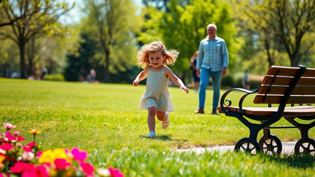child walking outdoors to build independence and confidence