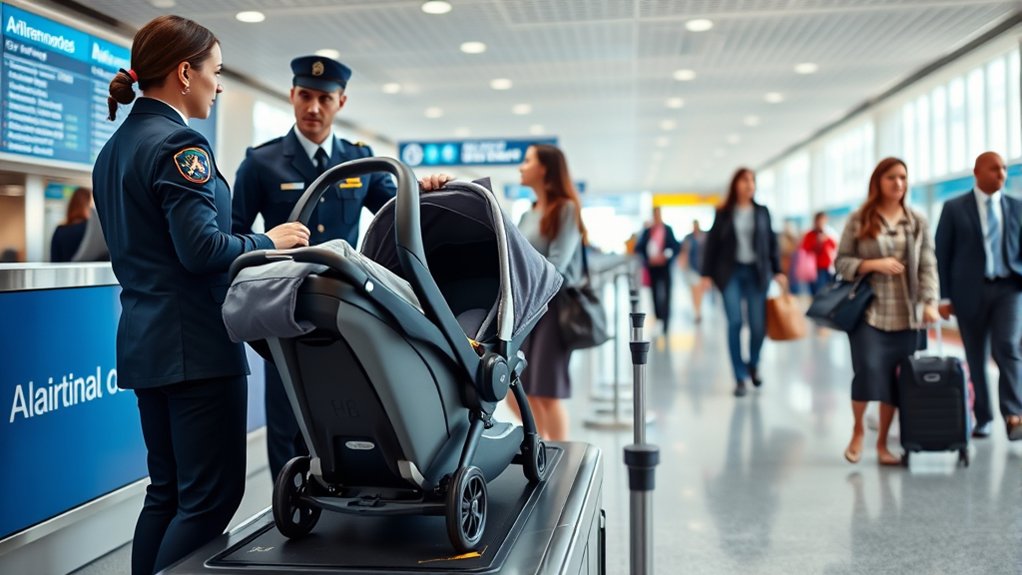 Icons of airplanes and family silhouettes representing family-friendly airline policies.