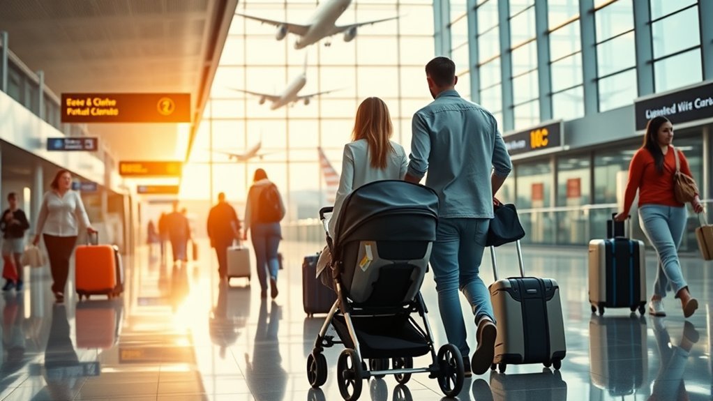 tips for flying with a car seat and stroller at the airport