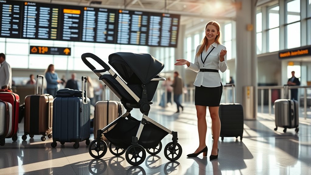 airport stroller check in policies for families