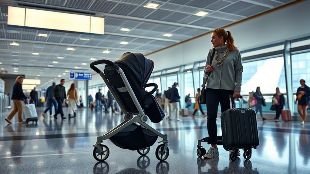 gate checking a Doona stroller for easier airport travel