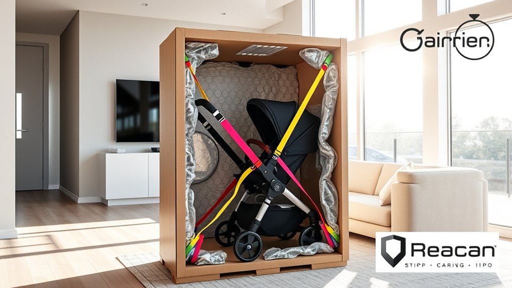 H-pattern tape method for sealing a stroller shipping box