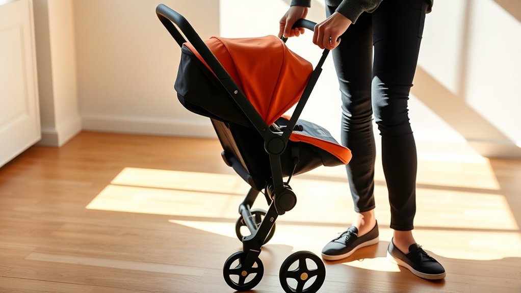Compact Bugaboo Butterfly stroller folding mechanism
