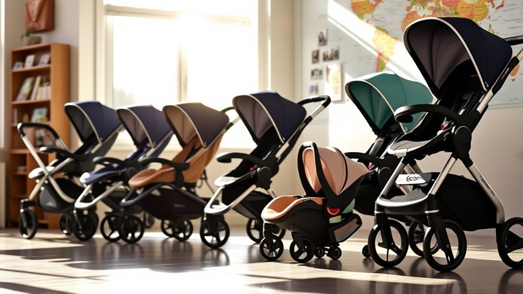 Lightweight portable travel strollers compatible with Chicco KeyFit 35