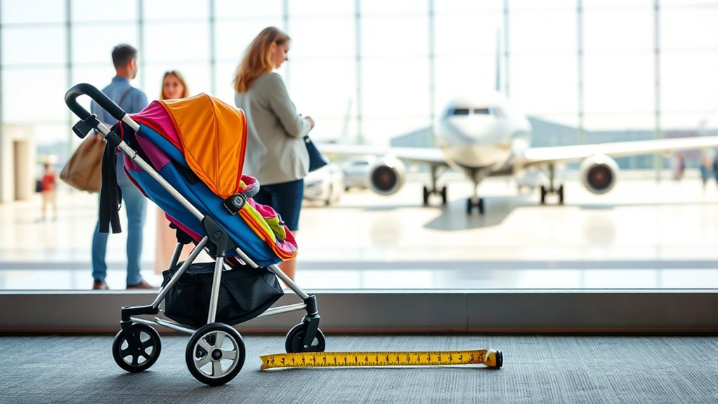 lightweight stroller folded for airplane travel