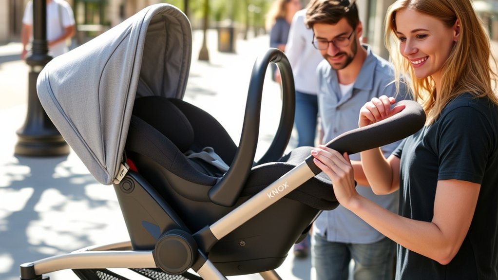 Parents sharing mixed feedback about UPPAbaby KNOX convenience and stroller compatibility
