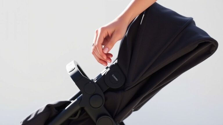 one hand stroller folding technique