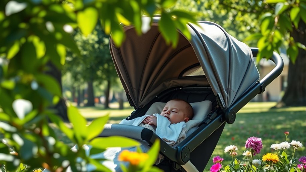 safe stroller sleep setup with shade airflow and recline