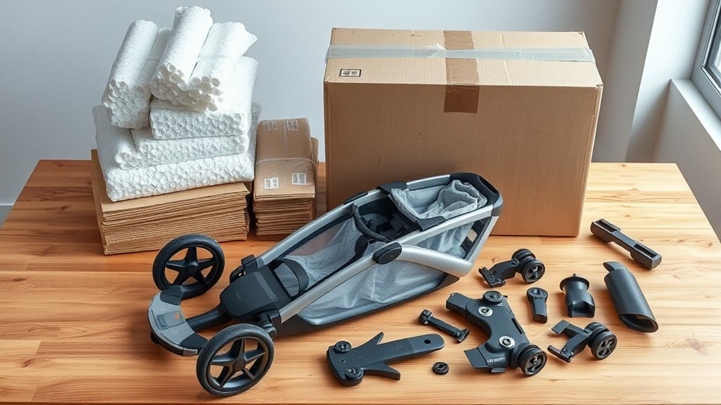 packing materials for shipping a stroller safely