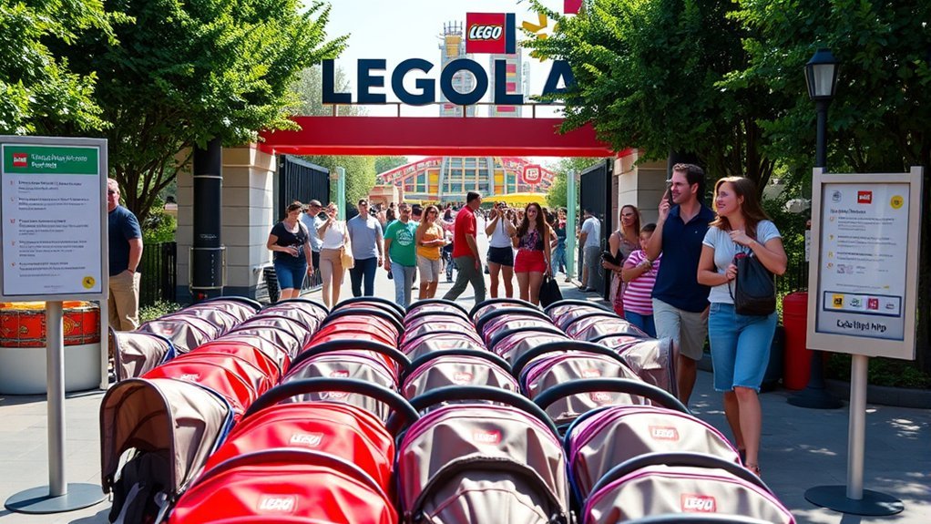 family preparing for a full day of walking at LEGOLAND with a stroller