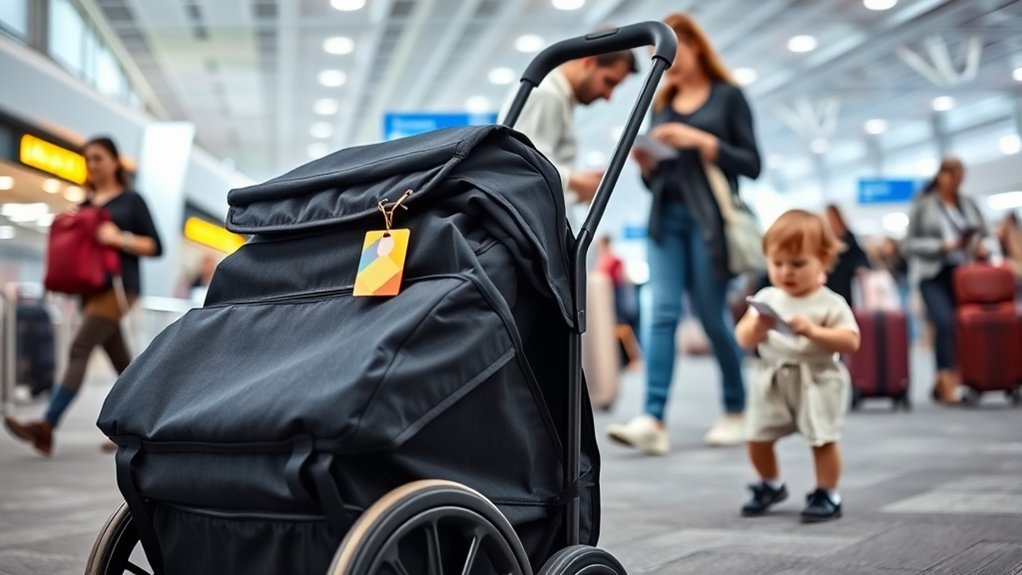 preparing and folding a stroller wagon before air travel