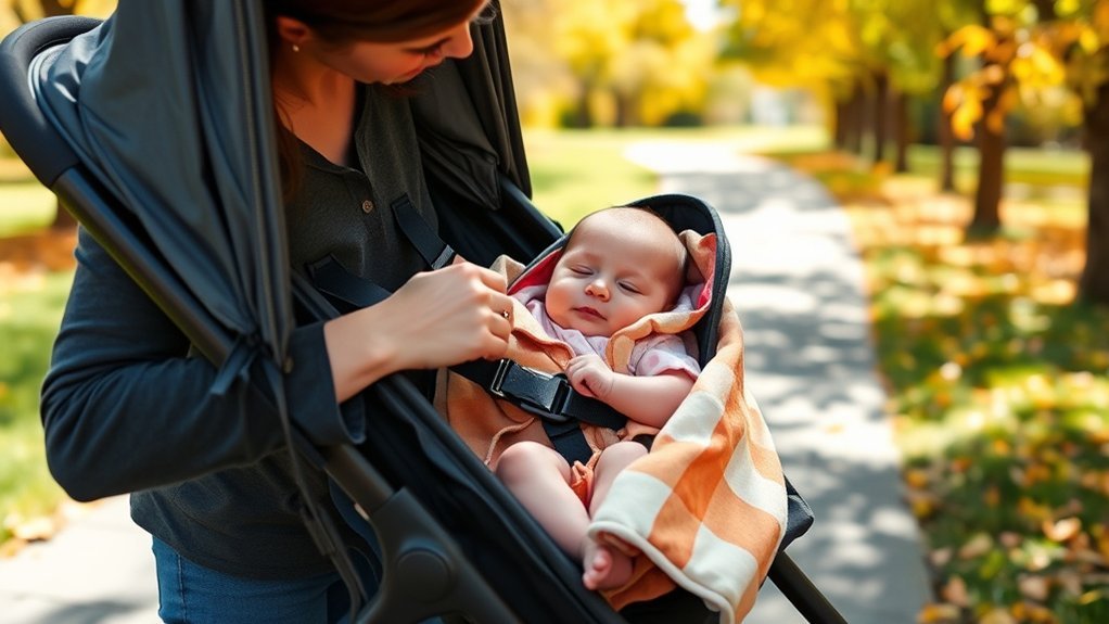 proper child securing techniques in a jogging stroller harness