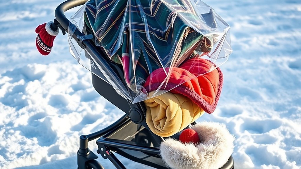 proper installation of a stroller foot muff with harness slots