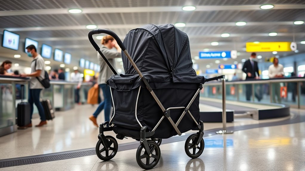 protecting a stroller wagon with a travel bag before transit