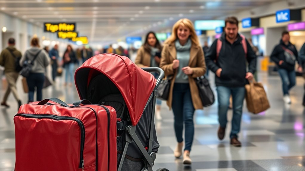 stroller protected in a gate-check bag during air travel