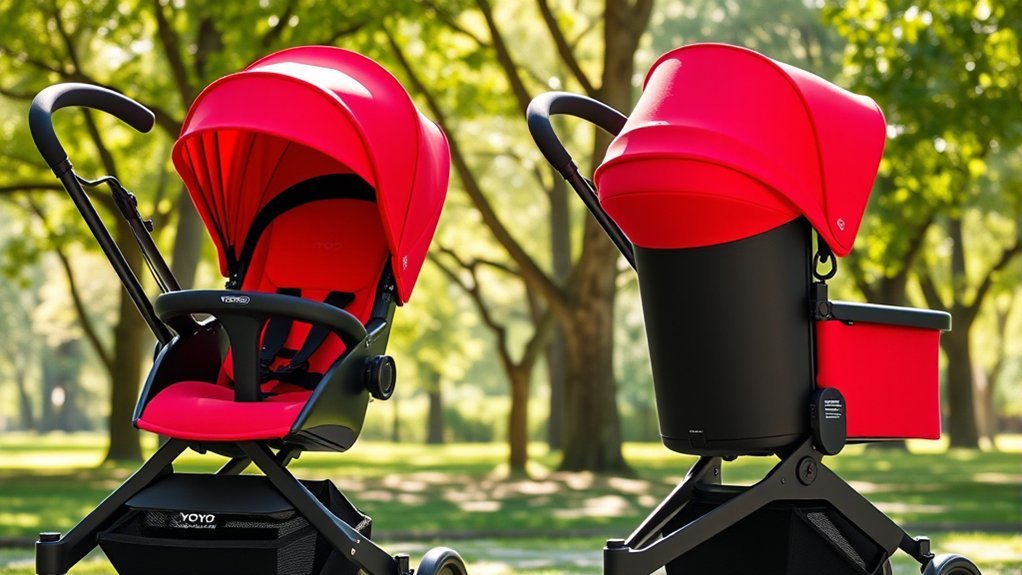summary of YOYO stroller reclining options for 0+ and 6+ models