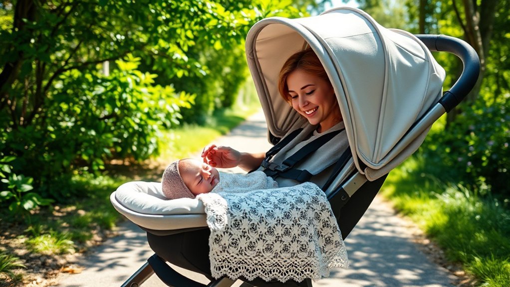 safe and comfortable stroller walk with a newborn baby