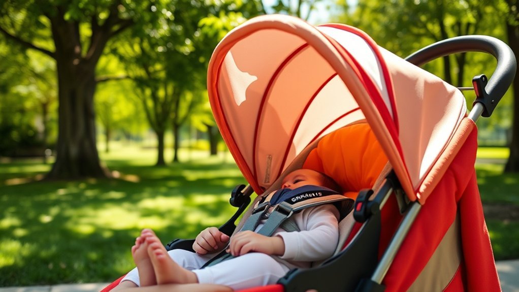 safe and supportive stroller setup for a growing baby
