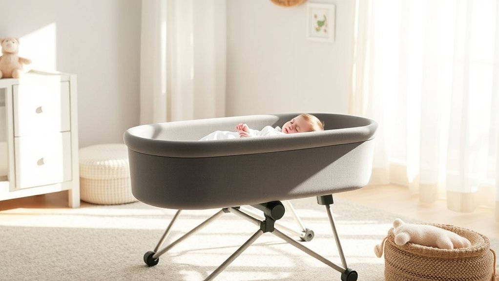 newborn sleeping safely on a firm flat bassinet surface