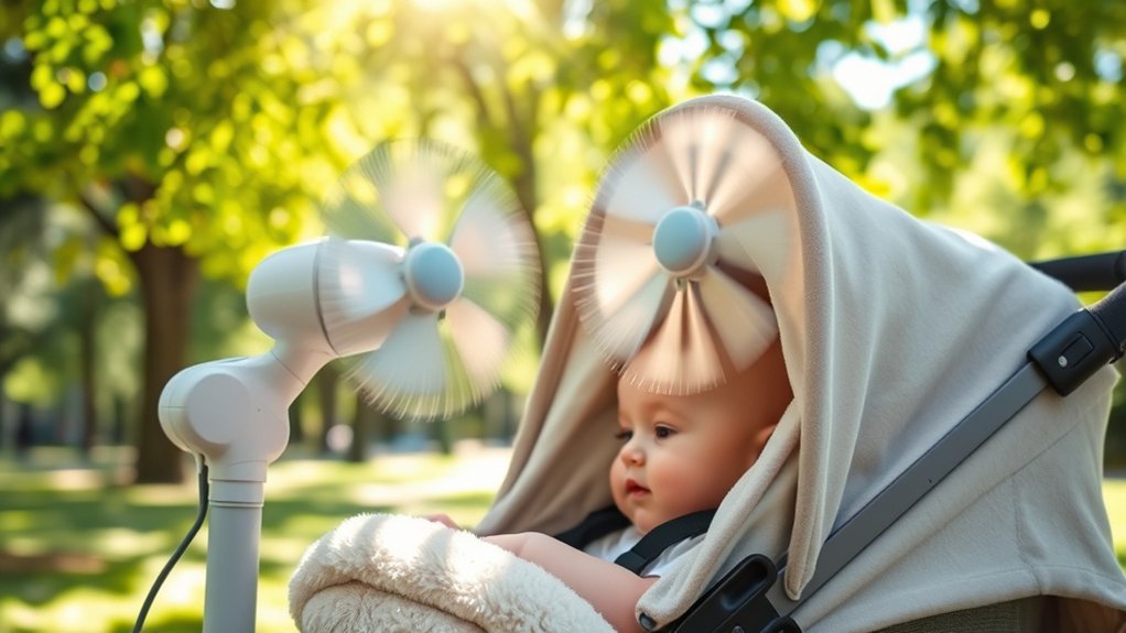 safe stroller fan features