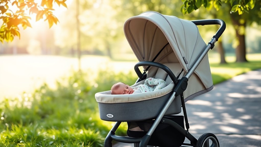 newborn stroller with safe flat recline and comfortable support
