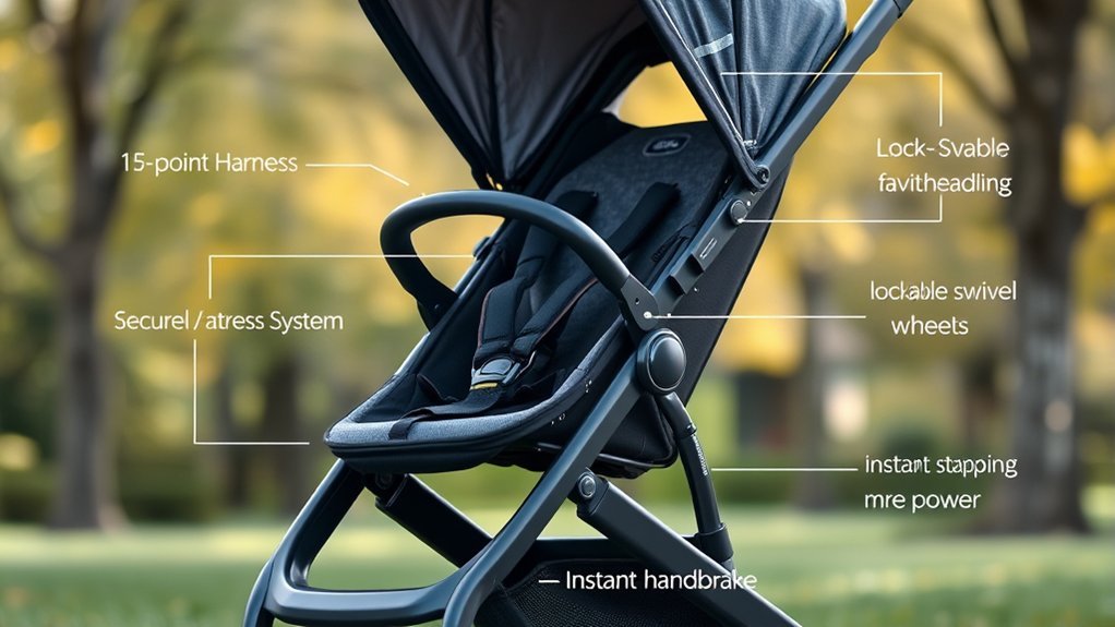 secure baby stroller features