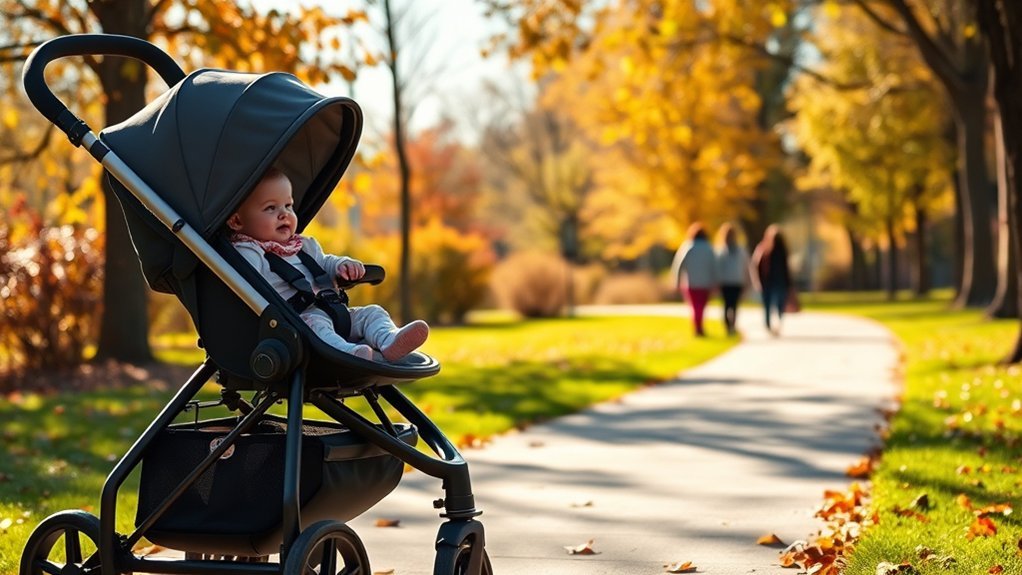 secure stroller harness and stable stroller frame for baby safety