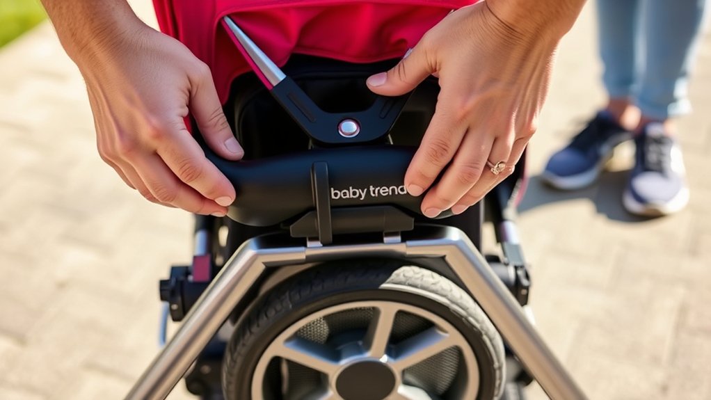Securing a Baby Trend stroller fold properly before storage