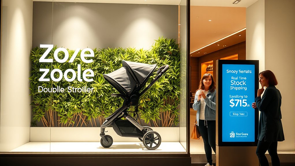 shipping and return information for a Zoe Double Stroller order