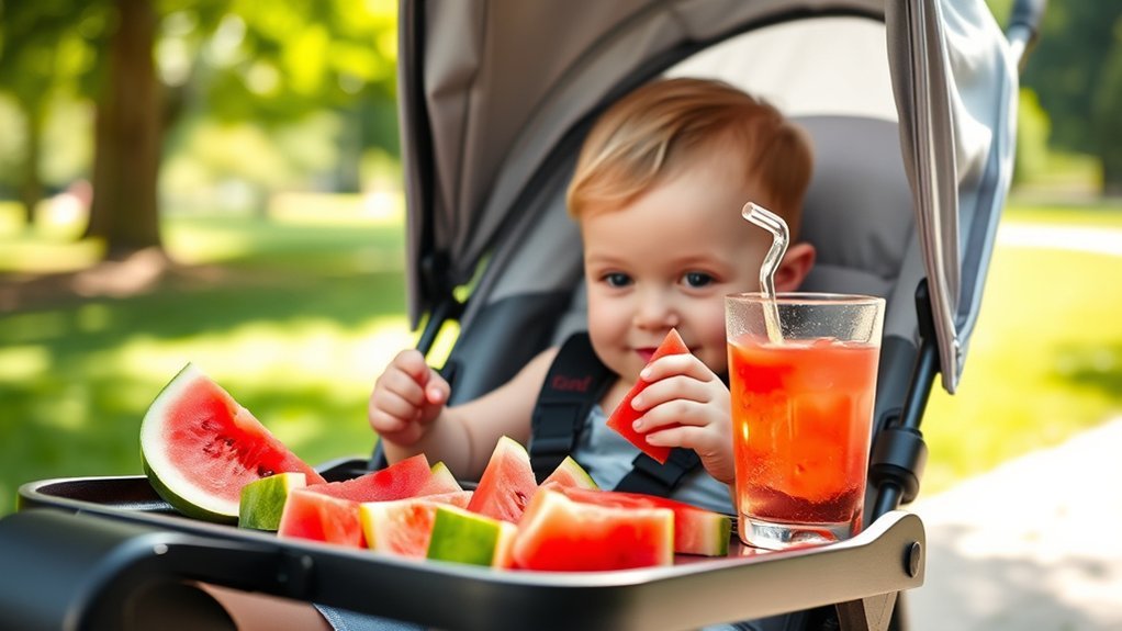 Snacks and hydration strategies for keeping a toddler happy in a stroller