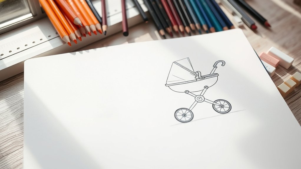step by step stroller drawing