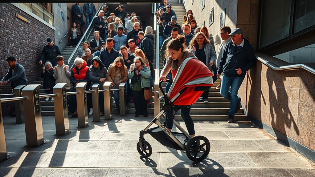 Stroller access procedure at an NYC subway station gate