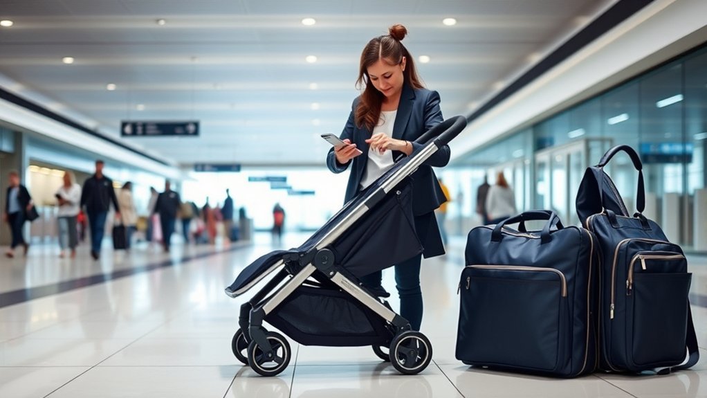 stroller air travel preparation before checking or boarding
