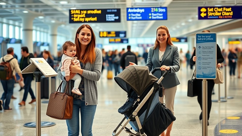parent checking stroller airline policy before a flight