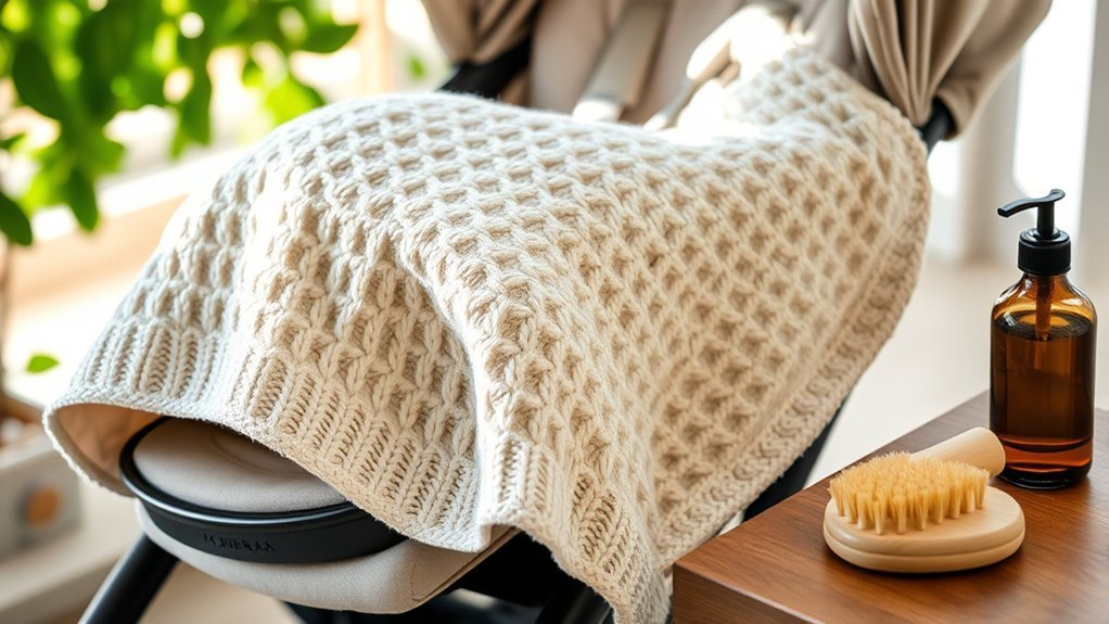 washing and folding a stroller blanket for regular care and maintenance