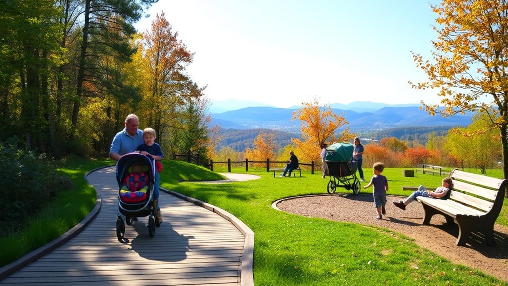 stroller-friendly family attractions at a mountain theme park