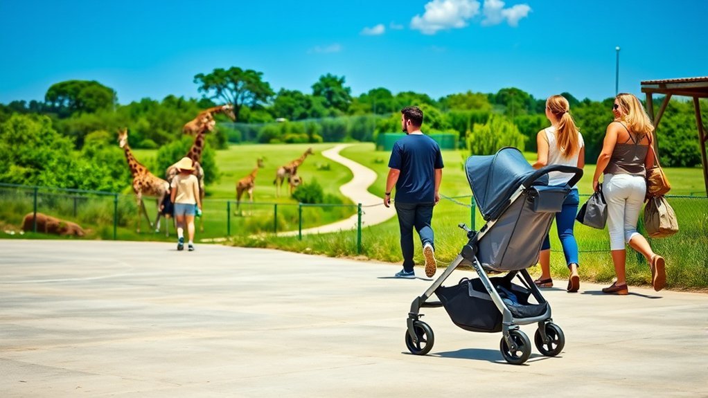family enjoying a stroller friendly zoo experience
