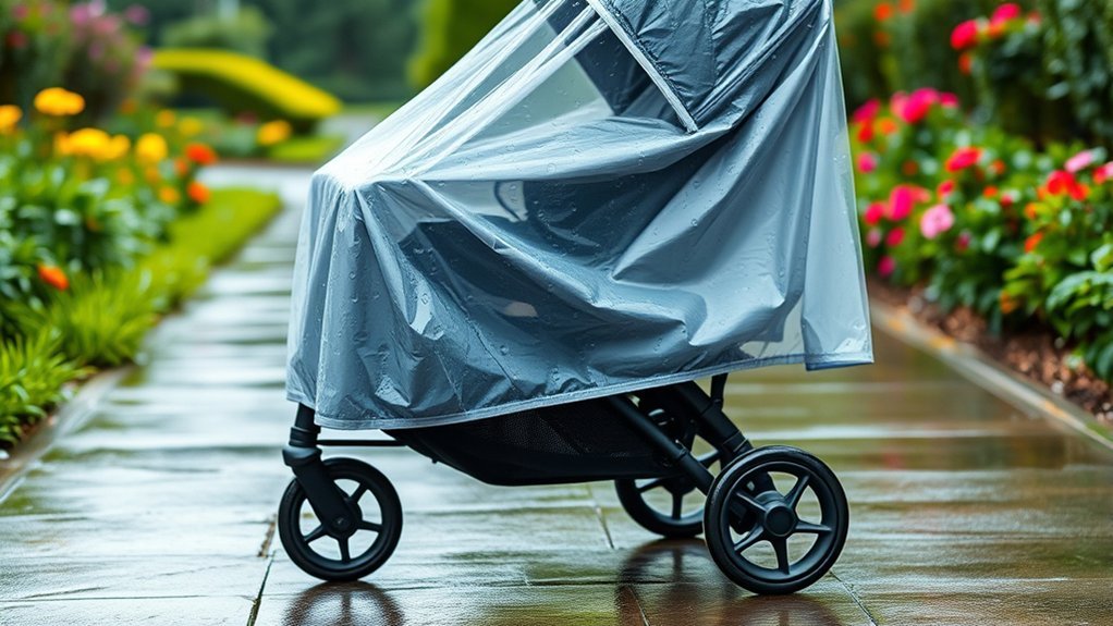 Drying a stroller rain cover after use