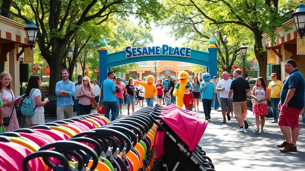 stroller rental enhances a family visit to Sesame Place