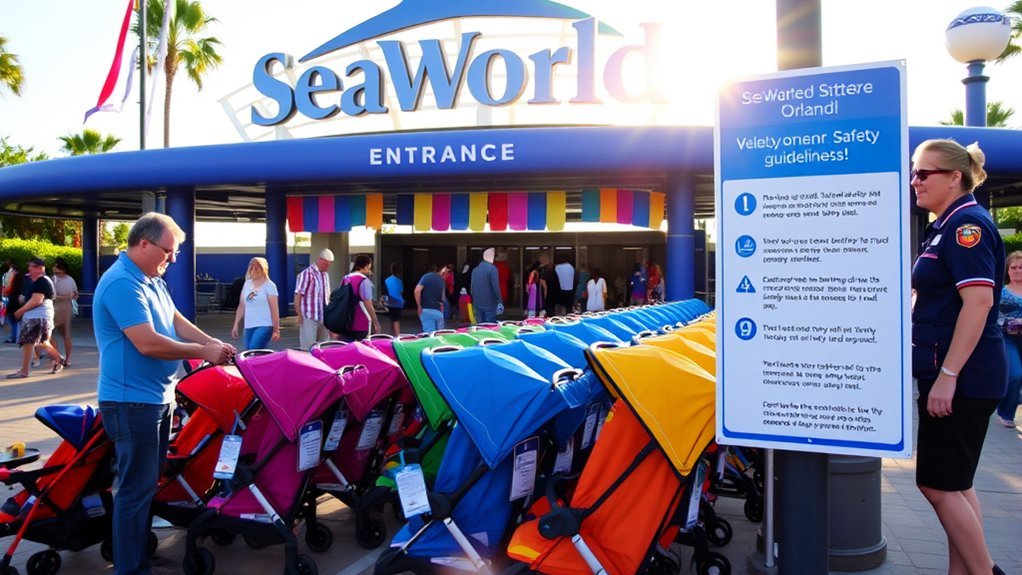 Stroller safety and organized stroller parking at SeaWorld Orlando