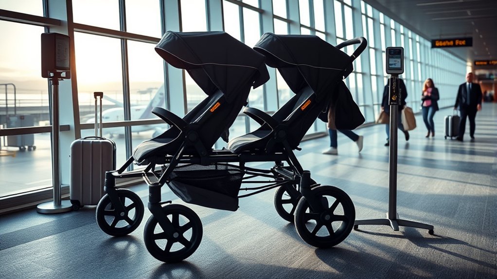 measuring folded double stroller size and weight before a flight
