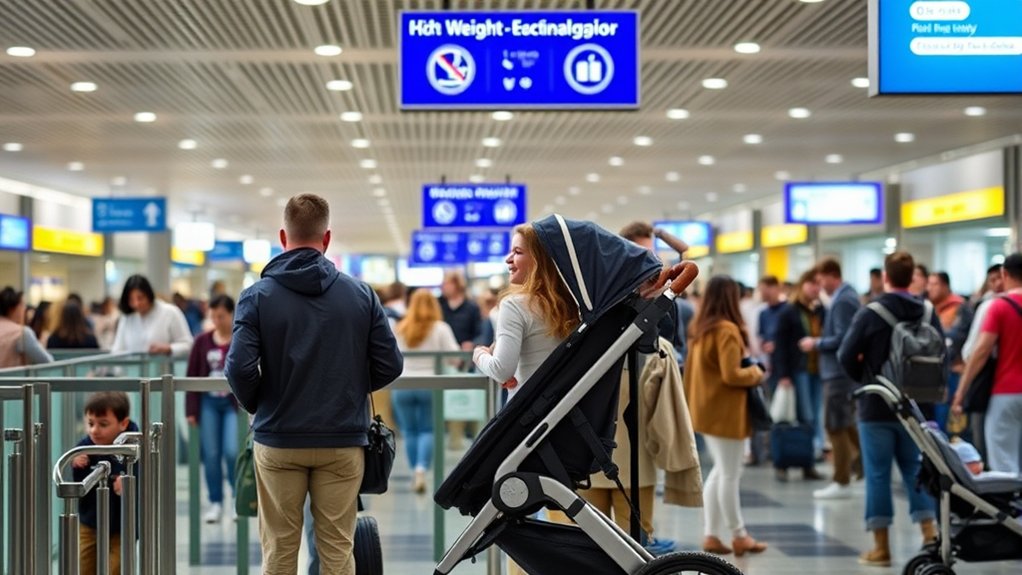 stroller size and weight limits for airport travel