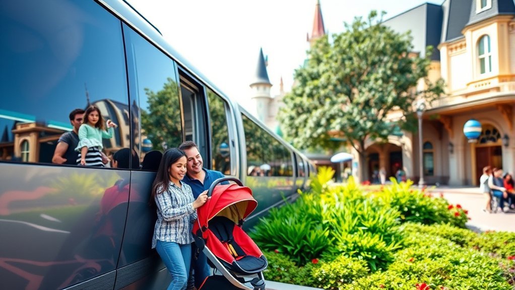 Disneyland Monorail ride with stunning sunset views