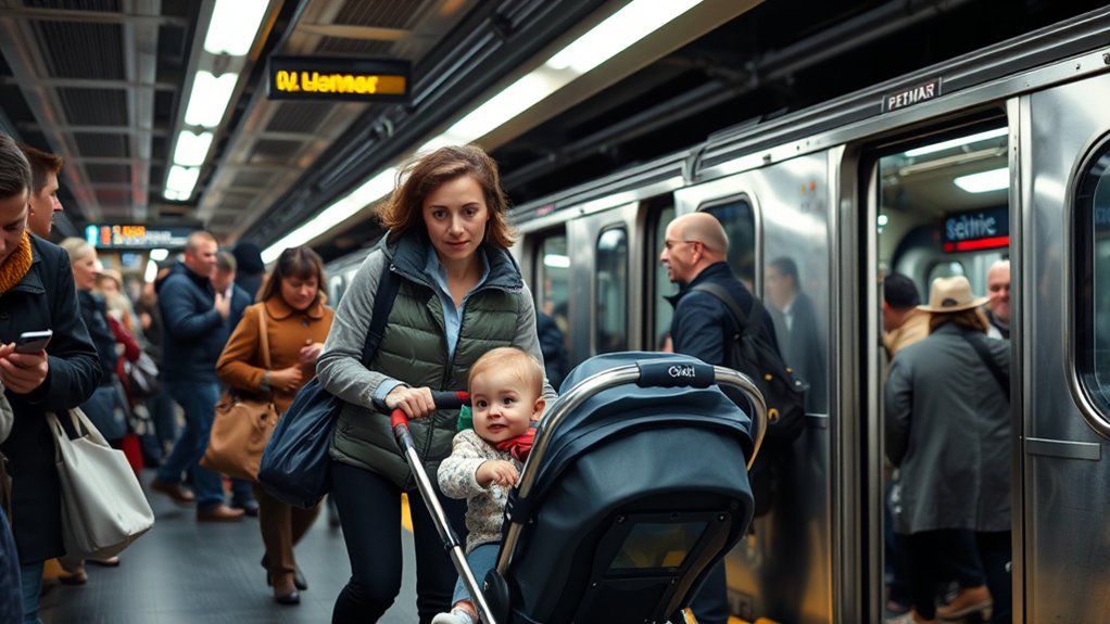 Subway safety with a stroller and young children