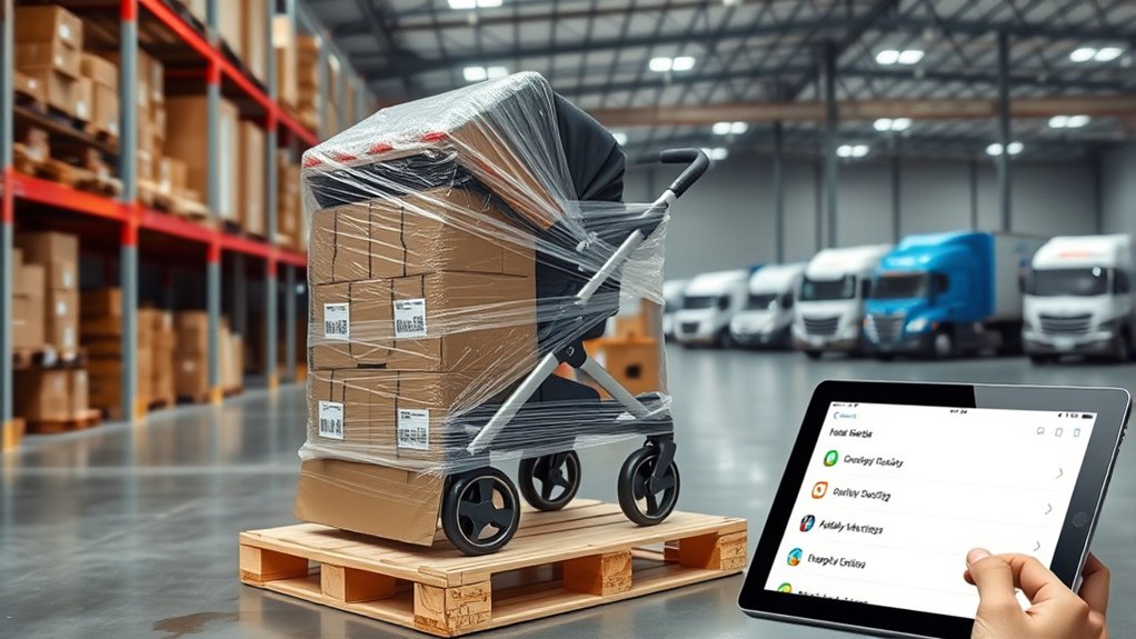 sending tracking and delivery instructions for a shipped stroller