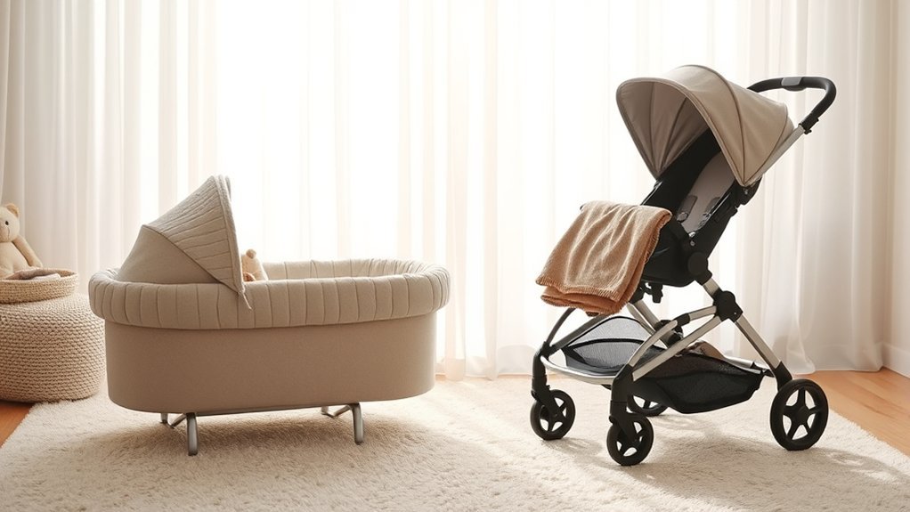 baby transitioning safely from stroller bassinet to standard stroller seat