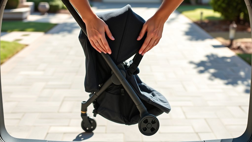 Transporting a folded Nuna MIXX Next stroller with ease