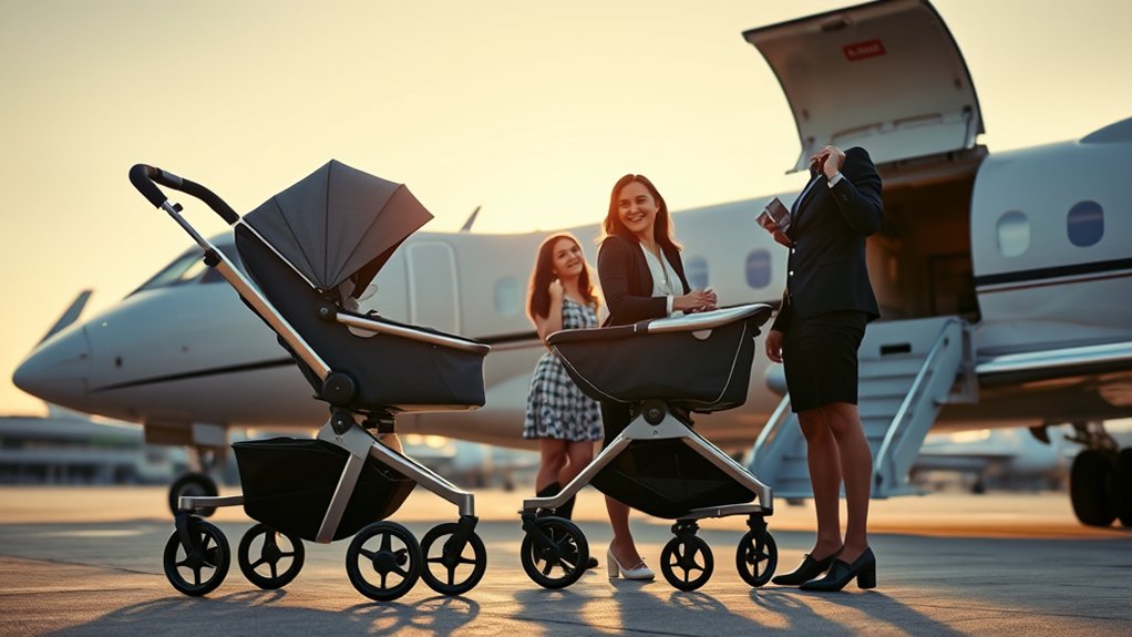 traveling with a stroller through an airport