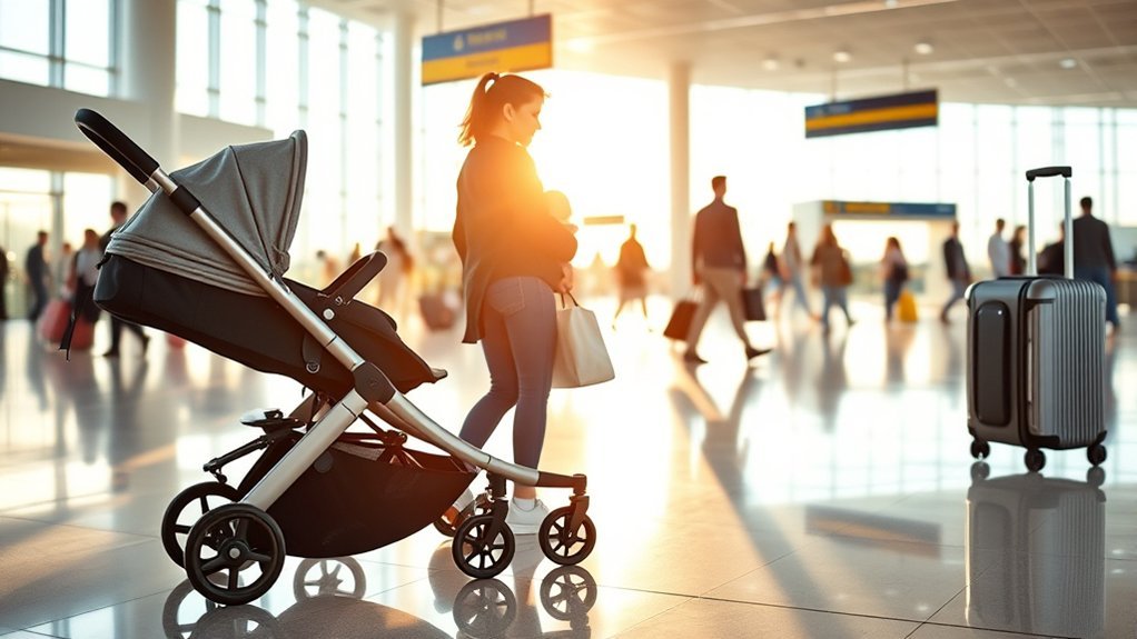alternatives to bringing a stroller onboard when flying with a baby