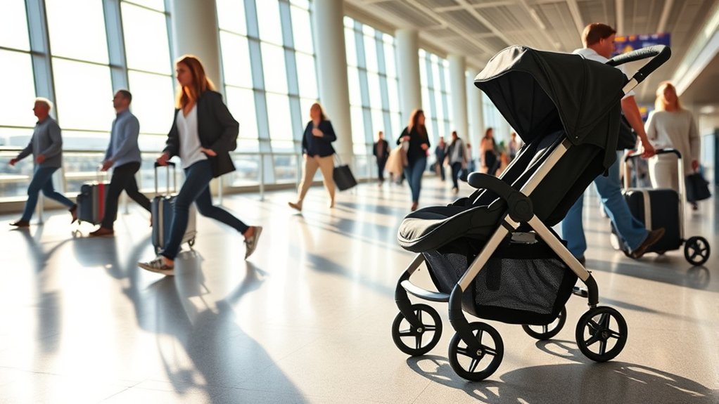 traveling with car seat and stroller at the airport